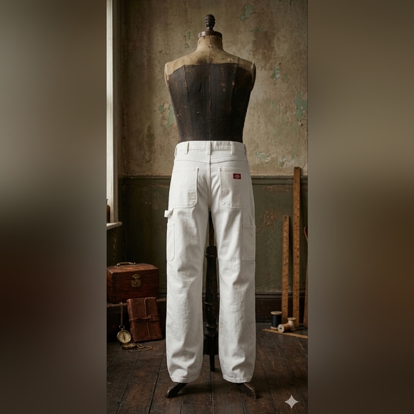 Dickies Other - Dickies White Carpenter Pants 34x30 Workwear Cotton Utility Pants Straight Leg